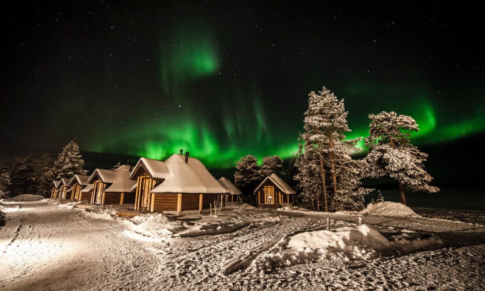 Nordlicht Blockhütten Luxus Unterkunft Luxusreise Lappland