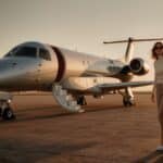 Semi-Private Jet ab Zürich: PeakJet Boarding am General Aviation Centre im Abendlicht