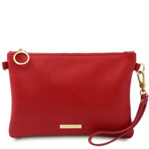 TL Bag Clutch aus weichem Leder in Lipstick Rot, Tuscany Leather TL142029